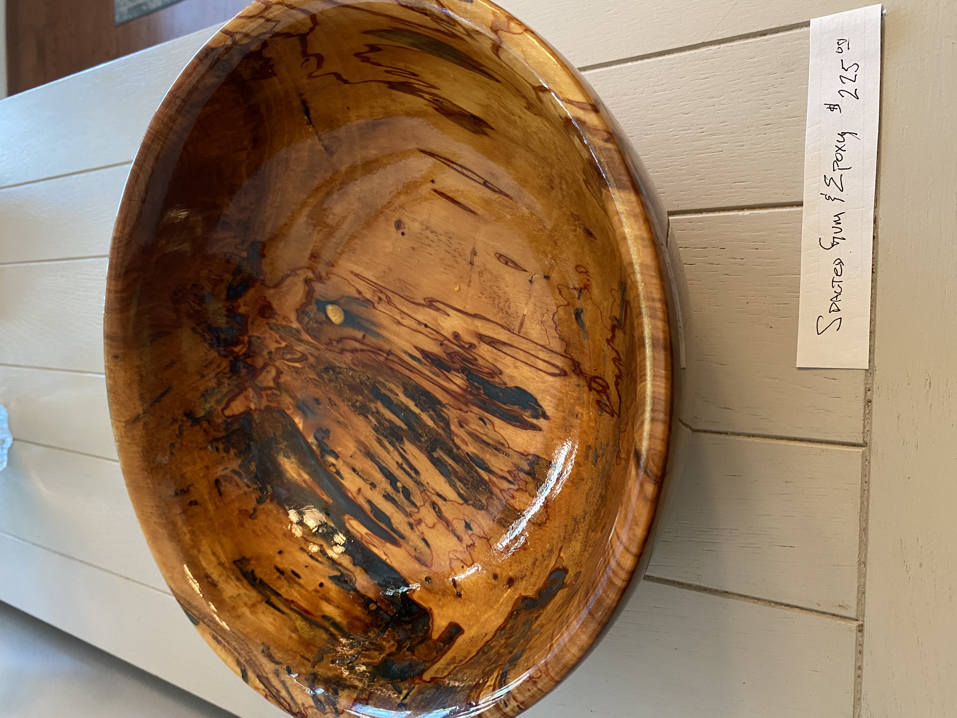 Large Wood and Epoxy Bowl — Wood and clear epoxy