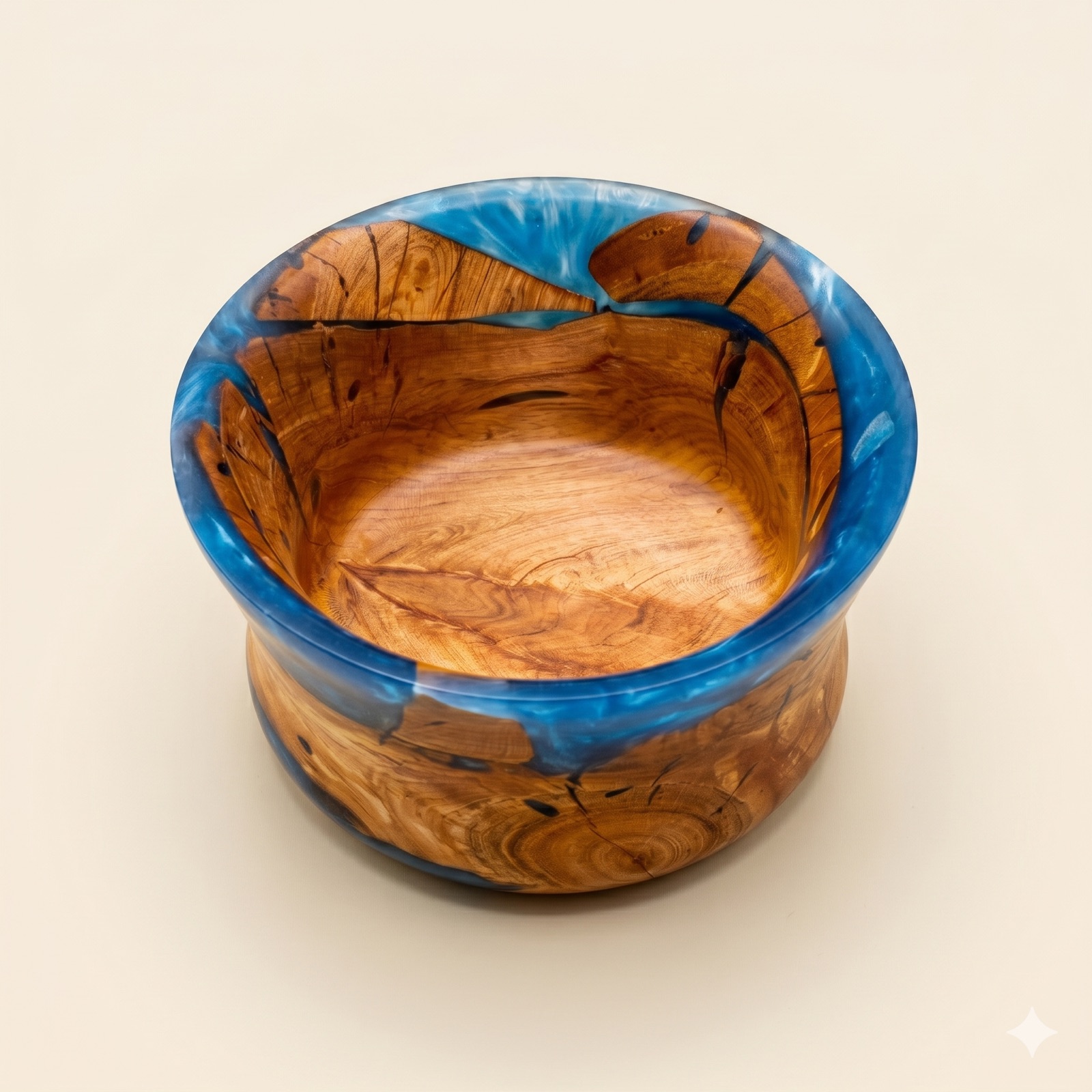 Cherry & Blue Epoxy WoodArt Hollow Form — Cherry & blue epoxy