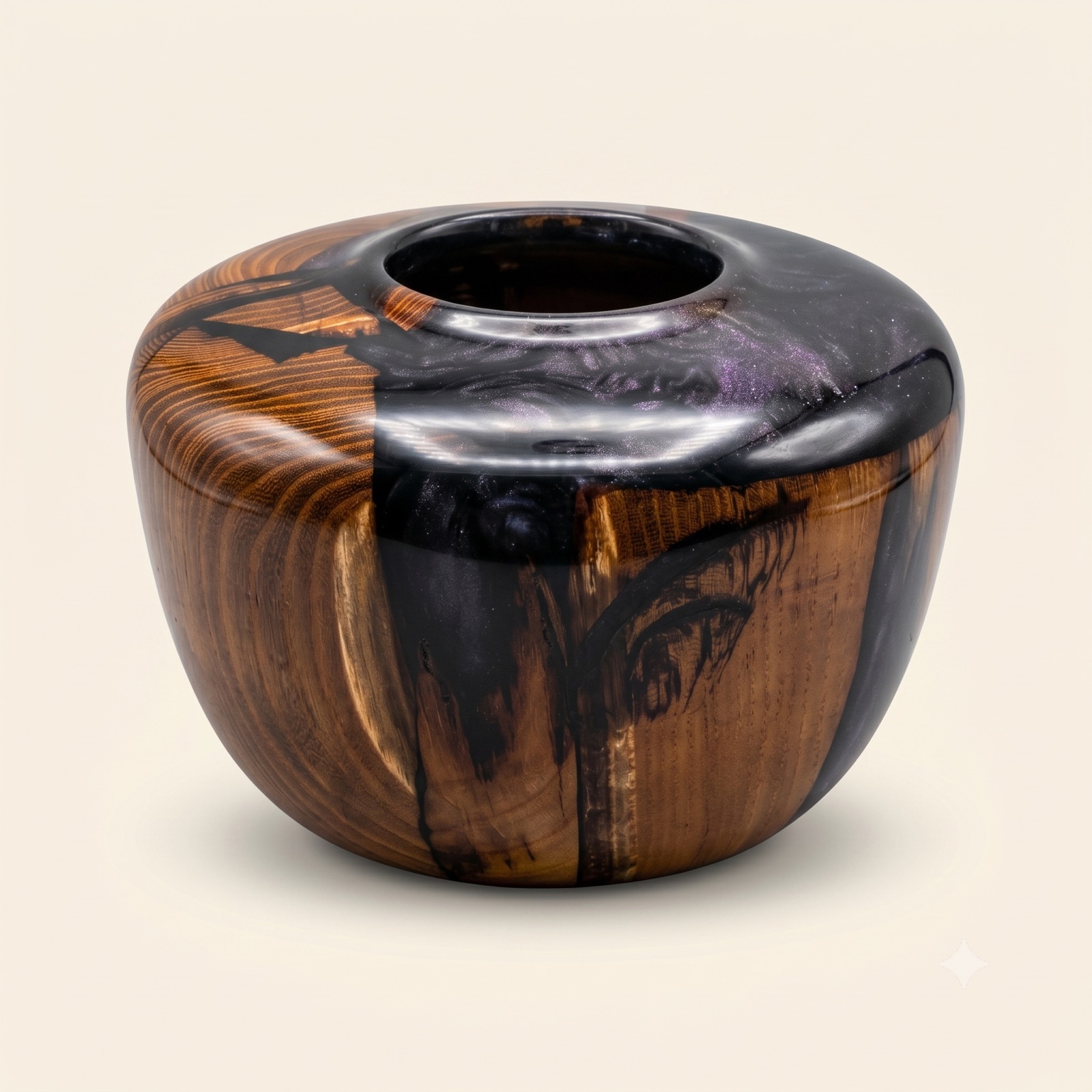 Antique Osage Orange Hollow Form — Antique Osage orange & black epoxy