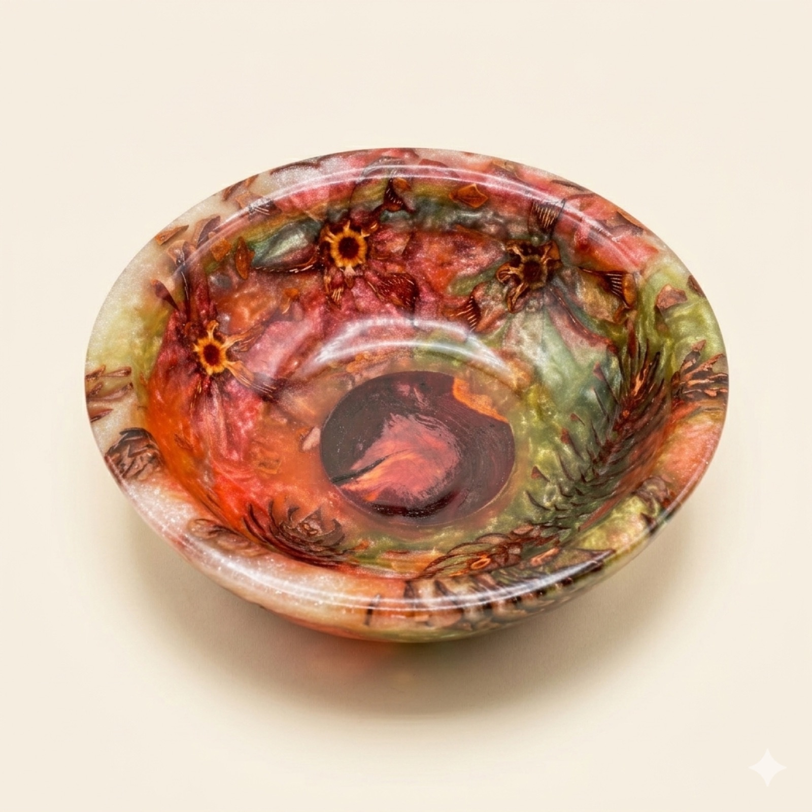Decorative Epoxy Bowl with Pinecones — Epoxy & pinecone