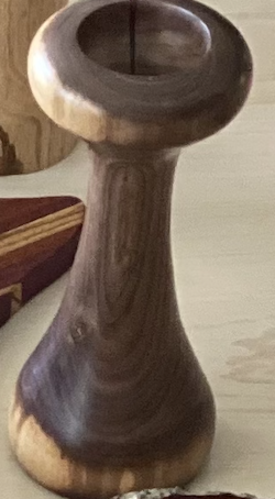 Tall Walnut Candle Holder — Black walnut